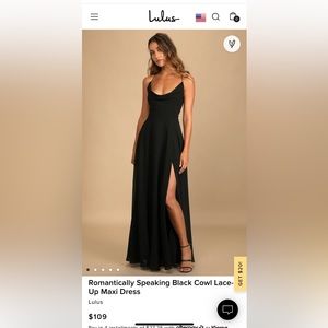 Lulus Romantically Speaking Black Cowl Lace Up Maxi Dress